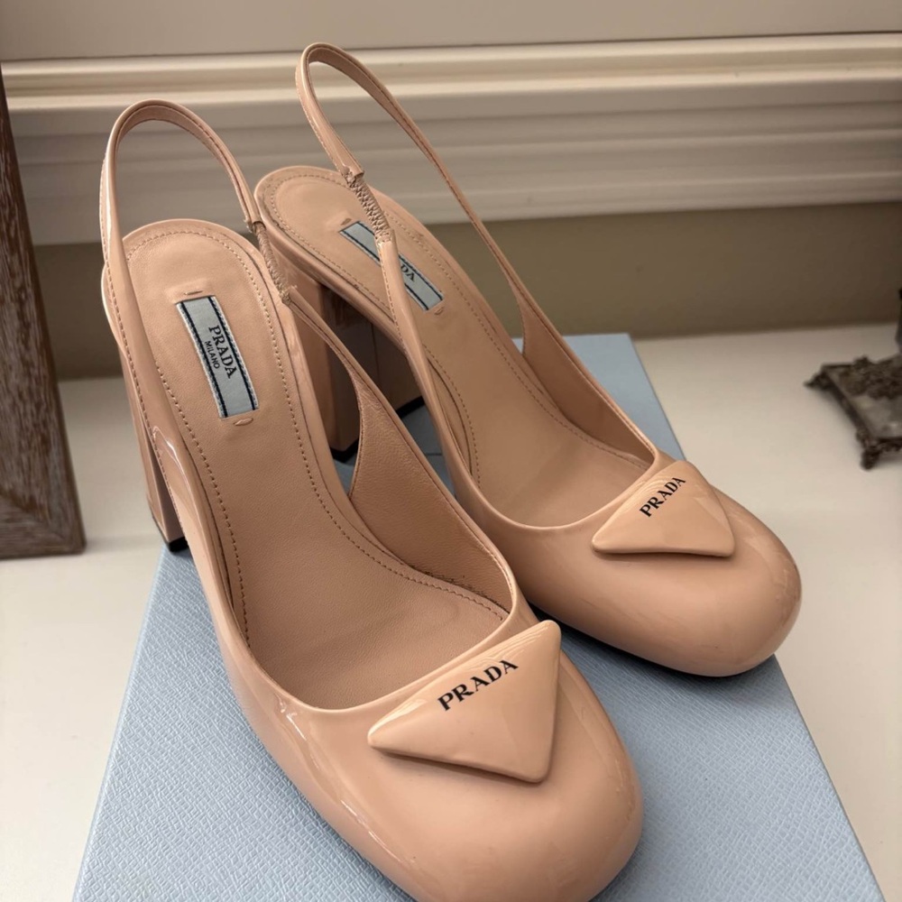 Prada Women's Beige Slingback Heels - Picture 2 of 5